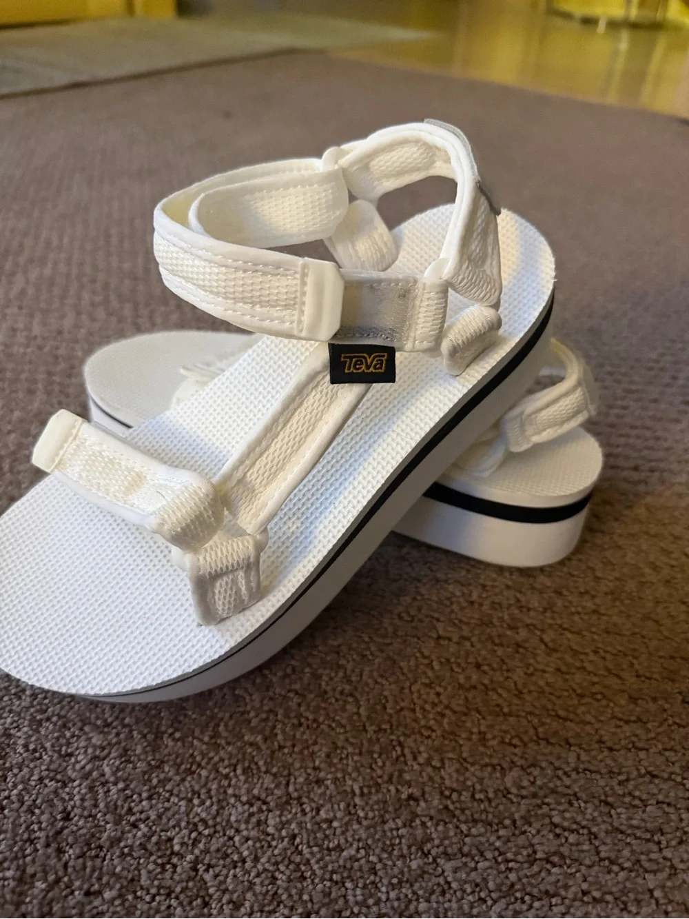 Teva Women's White Platform Velcro adjustable Strap Sandals